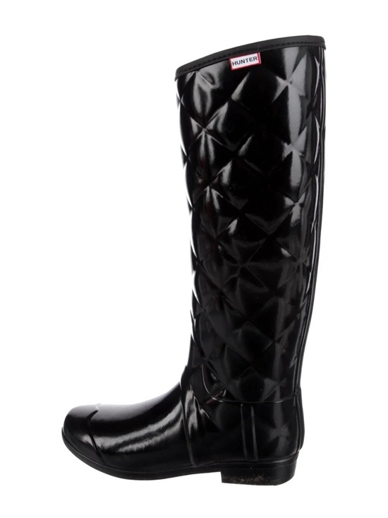 Hunter Shoes - Hunter Regent Savoy Quilted Gloss Black Tall Women's Rain Boot